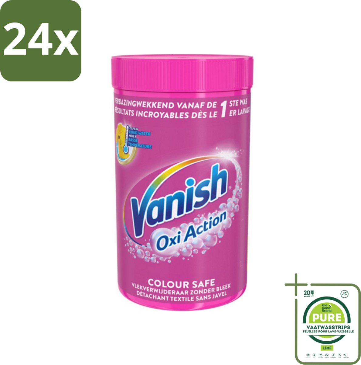 Vanish Oxi Action - Veilige Kleur - Vlekkenverwijderaar Poeder - Zonder Bleek - Gekleurde Was - 1.5 Kg - Voordeelverpakking - 24 stuks - Vlekkenverwijderaar - Waspoeder