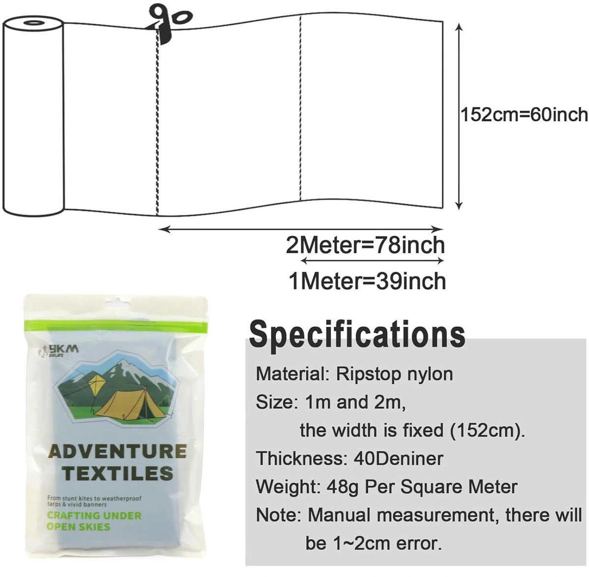 9KM DWLIFE 40D waterdicht ripstop-nylonweefsel, 85 g, PU-coating, scheurvast, voor outdoor-afdekking, tent, vlieger - ShopVlot