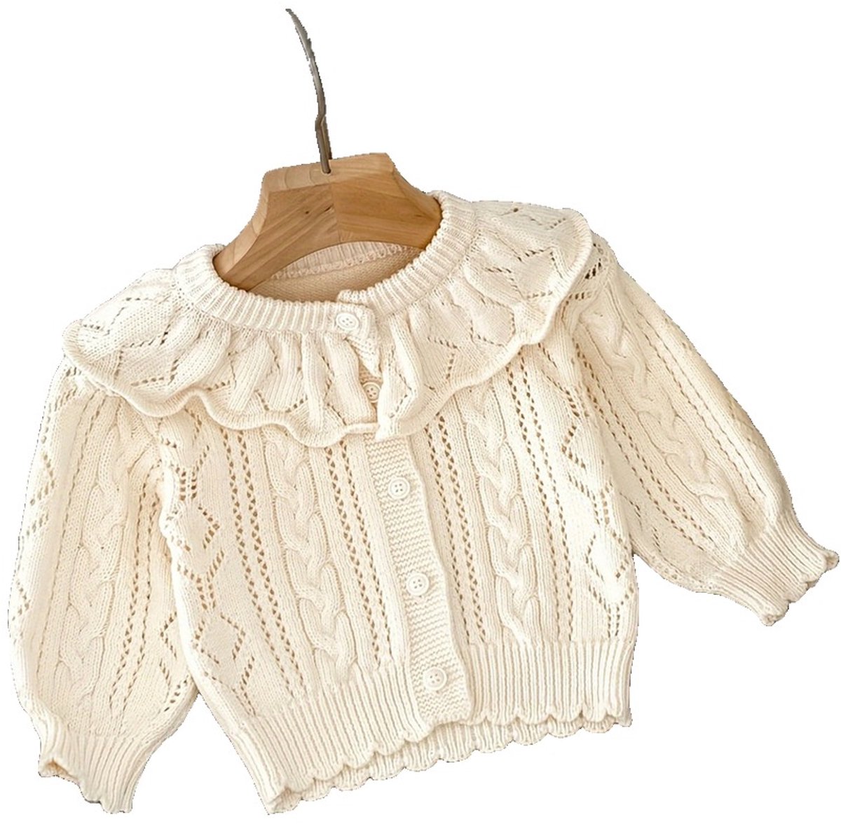 Currero Cardigan Meisjes Vest Meisje Met Knopen Kinderen Warm Gebreid Vest Long 3-6 Maanden Beige