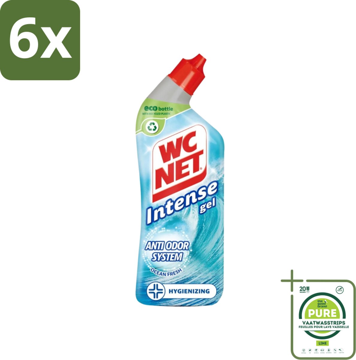 WC Net - Toiletreiniger - Gel - Ocean Fresh - Verwijderd Geuren - 750 ml - Voordeelverpakking - 6 stuks - Toilet schoonmaak - Wc reiniger