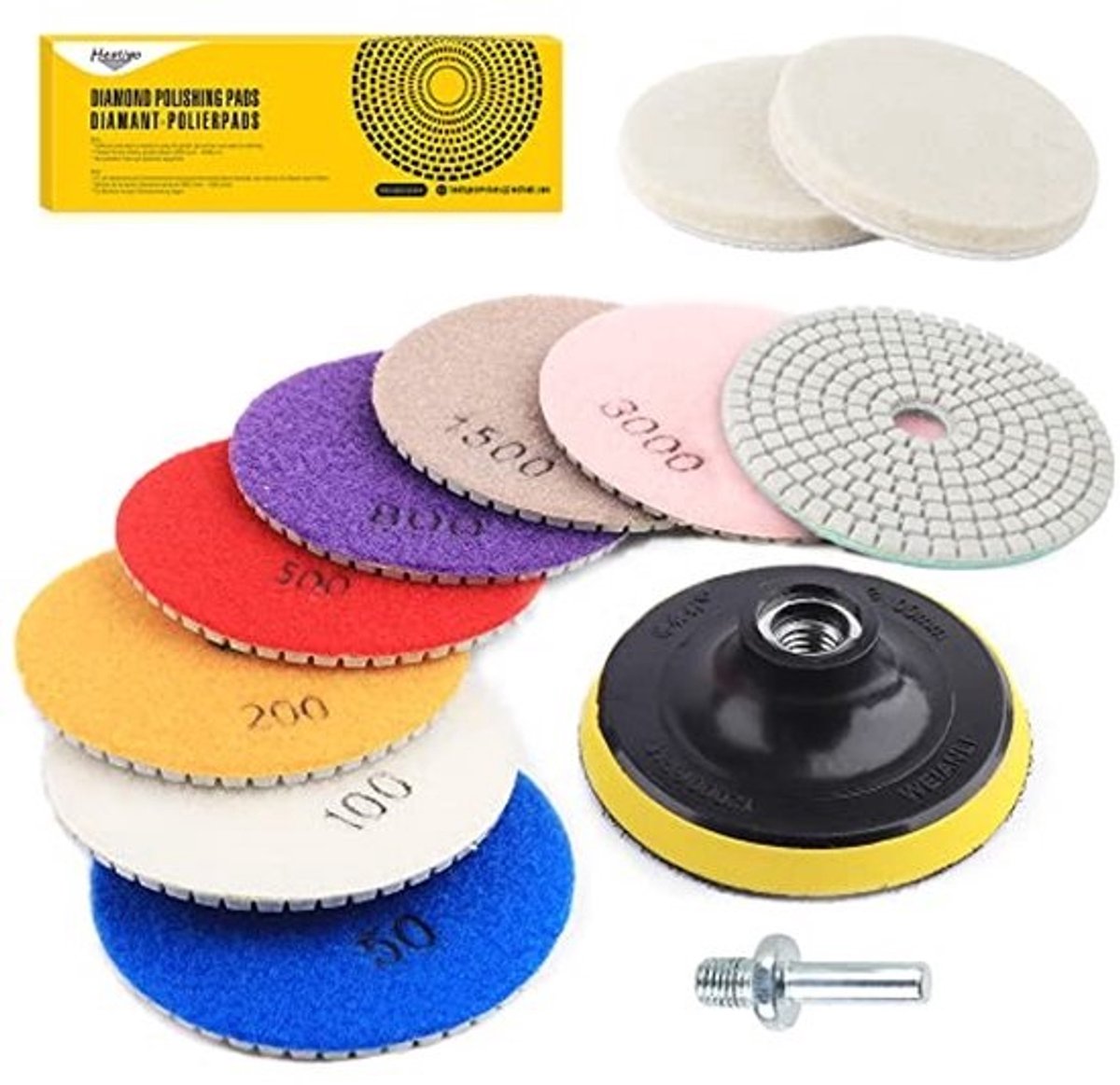 11 Stuks Diamant Polijstpads Set voor Granieten, Marmeren en Betonnen Vloeren 4 Inch