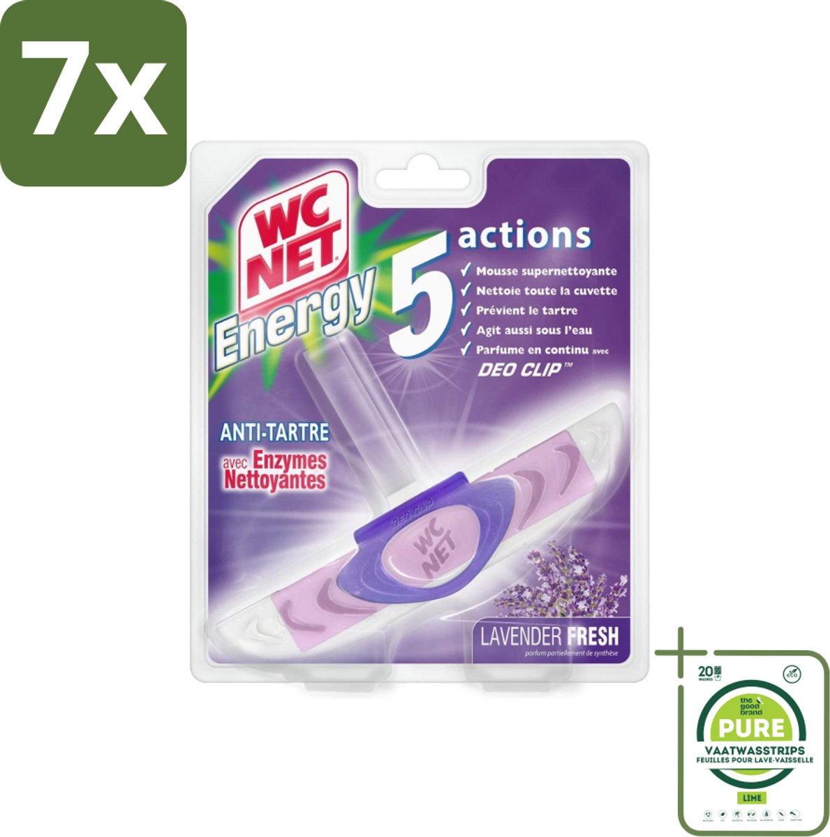 7 x WC Net - Toiletblok - Lavendel - 1 Blokje - Grootverpakking - Toiletreiniger - Toiletblok - Lavendelgeur - Geurverwijdering - Hygiëne