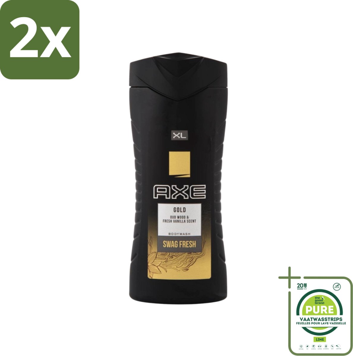 Axe XL - Douchegel - Gold - Oud Wood & Fresh Vanilla - Swag Fresh - 400 ml - Voordeelverpakking - 2 stuks - Douchegel - Axe Gold