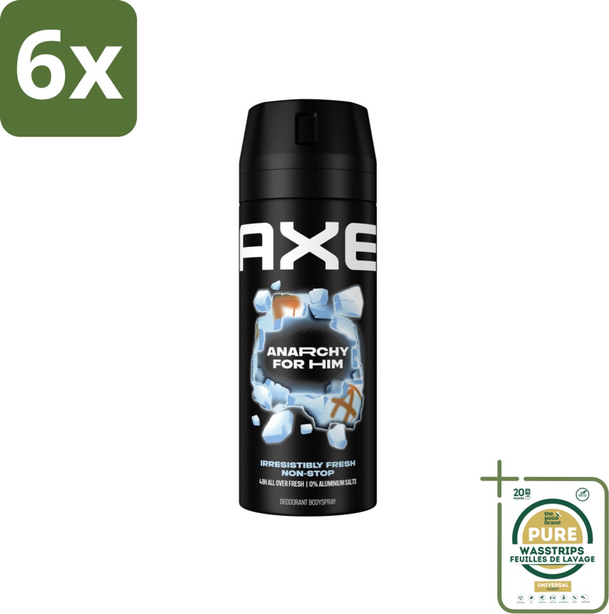 Axe Deodorant Bodyspray Anarchy for Him 150 ml - Voordeelverpakking - 6 stuks - Axe Anarchy - Mannelijke geur