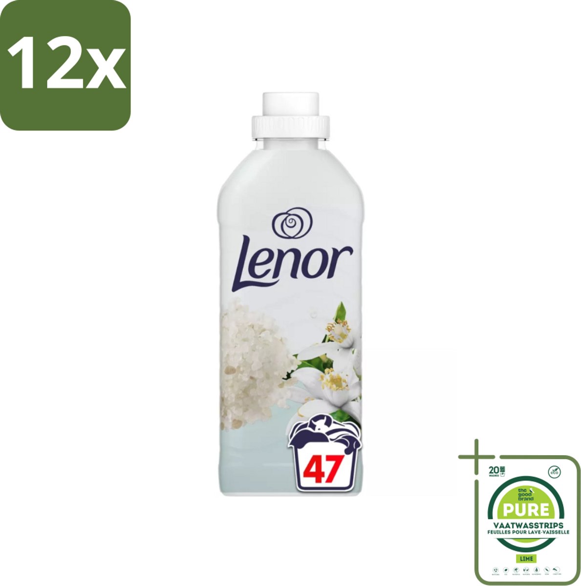 Lenor - Wasverzachter - Citroenbloesem & Zeekristal - 47 Wasbeurten - Voordeelverpakking - 12 stuks - Wasverzachter - Lenor