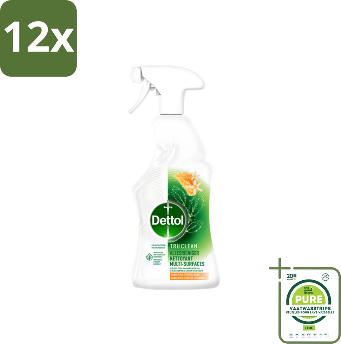 Dettol Allesreiniger Spray Mandarijn & Citroenbloesem 500 ml - Voordeelverpakking - 12 stuks - Allesreiniger - Schoonmaakspray