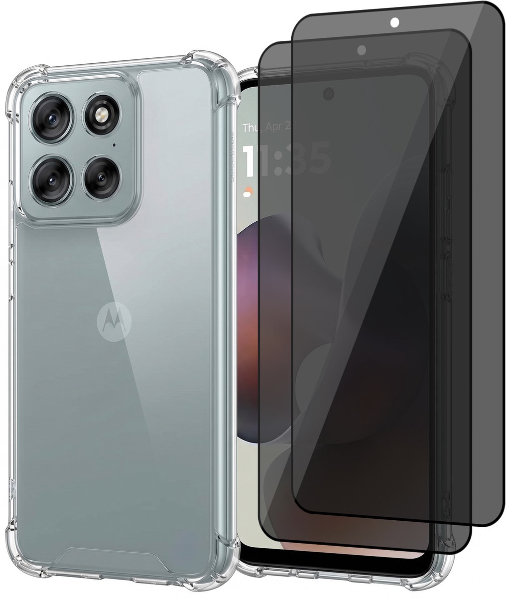 Hoesje geschikt voor Motorola Moto G36 – CrystalClear Back Cover – Schokbestendig – 2 Stuks Privacy Screenprotector Full Cover