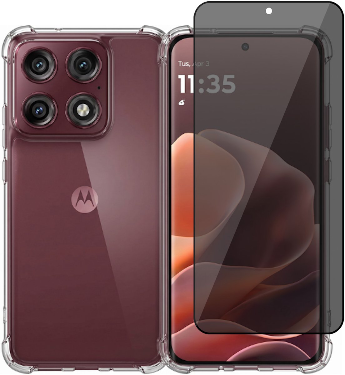 Hoesje geschikt voor Motorola Moto Edge 70 – CrystalClear Back Cover – Schokbestendig – Privacy Screenprotector Full Cover