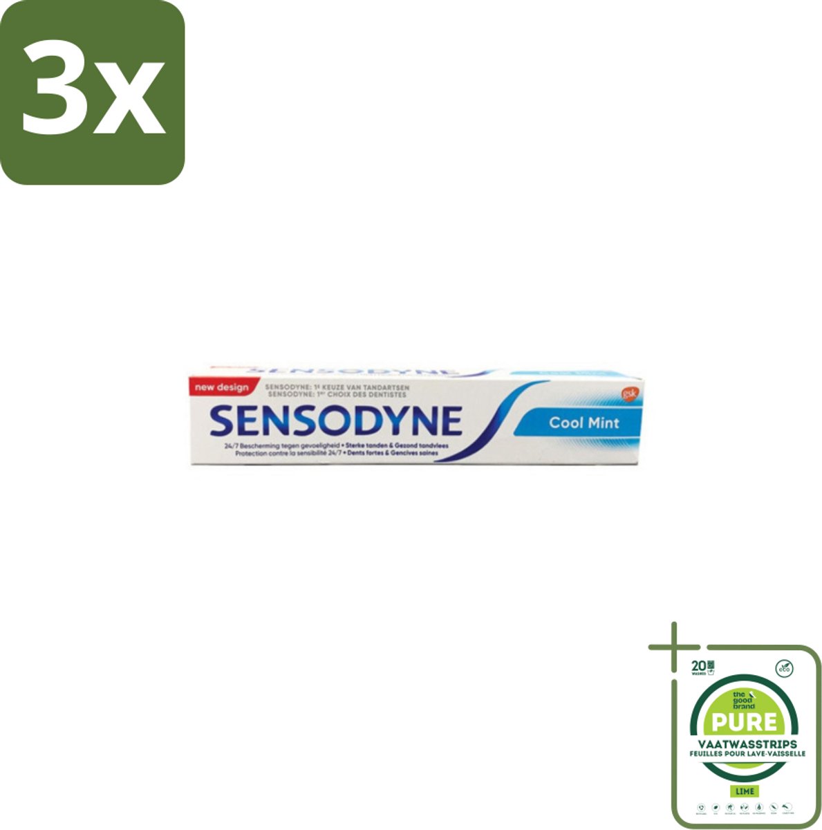 3 x Sensodyne - Tandpasta - Cool Mint - Gevoelige Tanden - 75 ml - Grootverpakking - Tandgevoeligheid - Tandpasta - Sensodyne - Cool Mint - Gevoelige Tanden