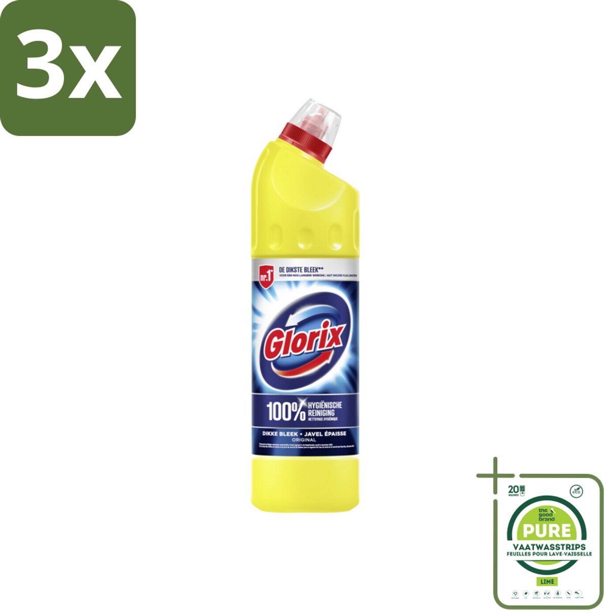 3 x Glorix Original - Toiletreiniger - Dikke Bleek - Intensieve Reiniger - 750 ml - Grootverpakking - Toilet Schoonmaak - Toilet Reiniger - Kalkverwijderaar - Toiletdesinfecterend - Glorix Original