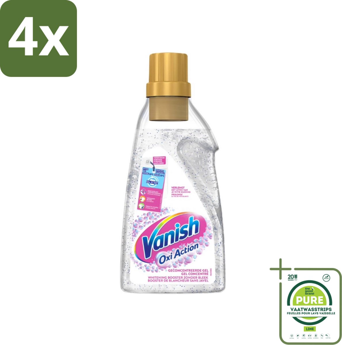 Vanish Oxi Action - Vlekkenverwijderaar Gel - Witte Was - 1.5 L - Voordeelverpakking - 4 stuks - Vlekkenverwijderaar - Witwas