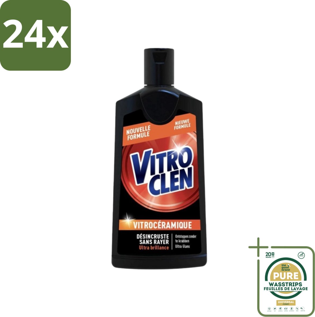 Vitroclen - Kookplaatreiniger - Keramisch & Inductie - Ultra Glans - 310 ml - Voordeelverpakking - 24 stuks - Inductie kookplaat - Ultra glans