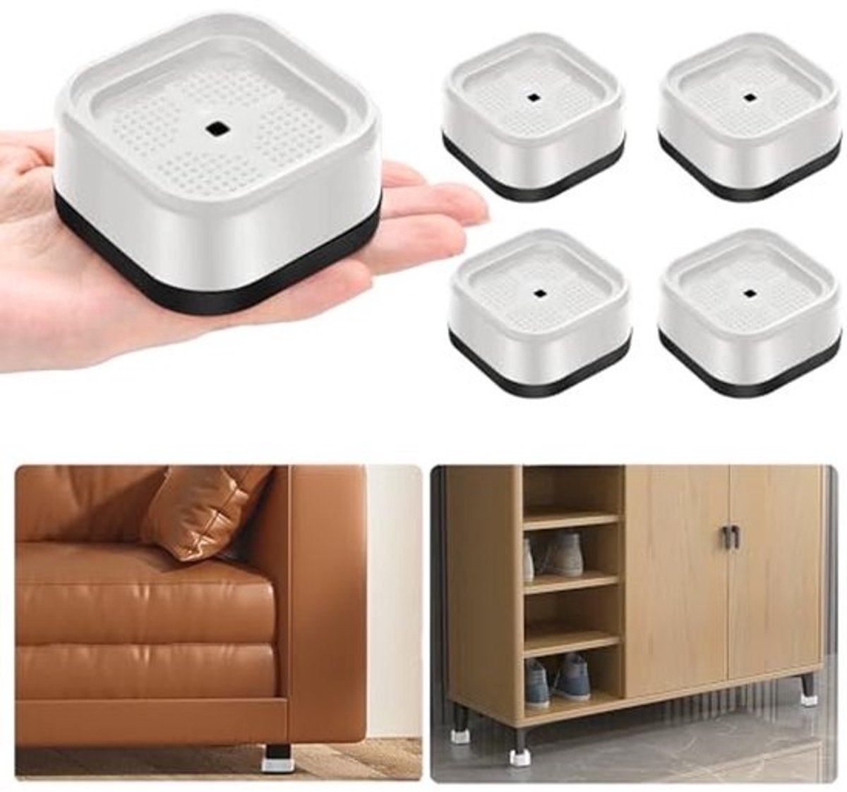 Meubelverhogers Set van 4 - Verstelbare Hoogte 1-3 Inch voor Bed, Tafel, Stoel, Bank