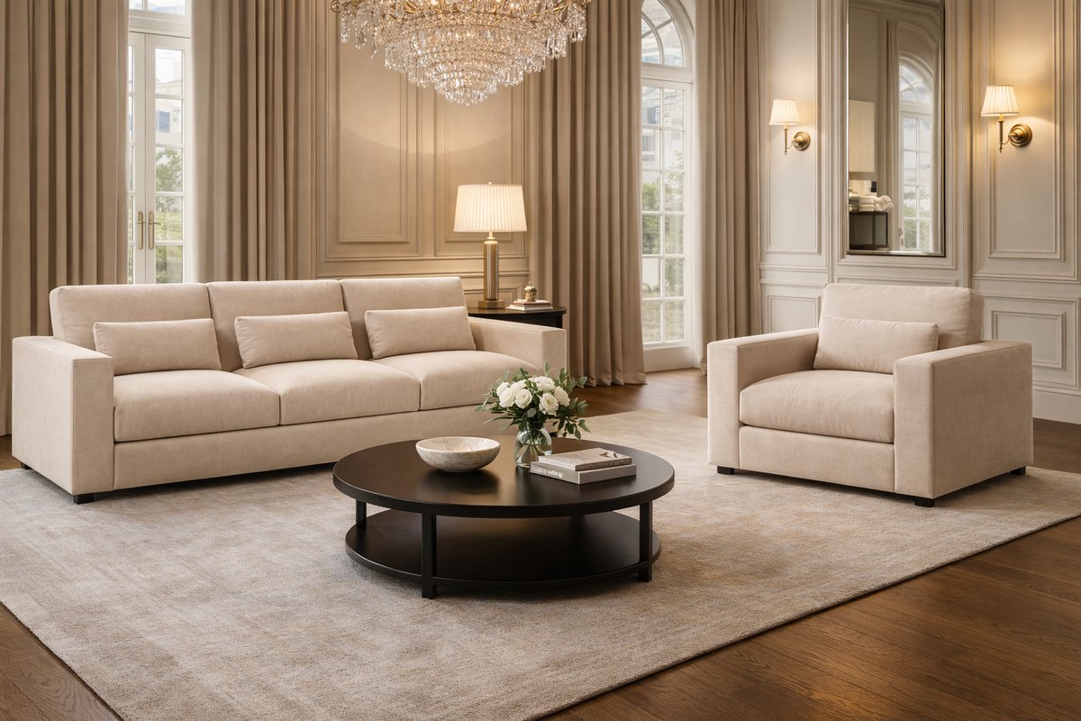 Aurelio Sofa – Koningstijl – Luxe Design Bank – Moderne Sofa – Comfortabele Bank voor Woonkamer