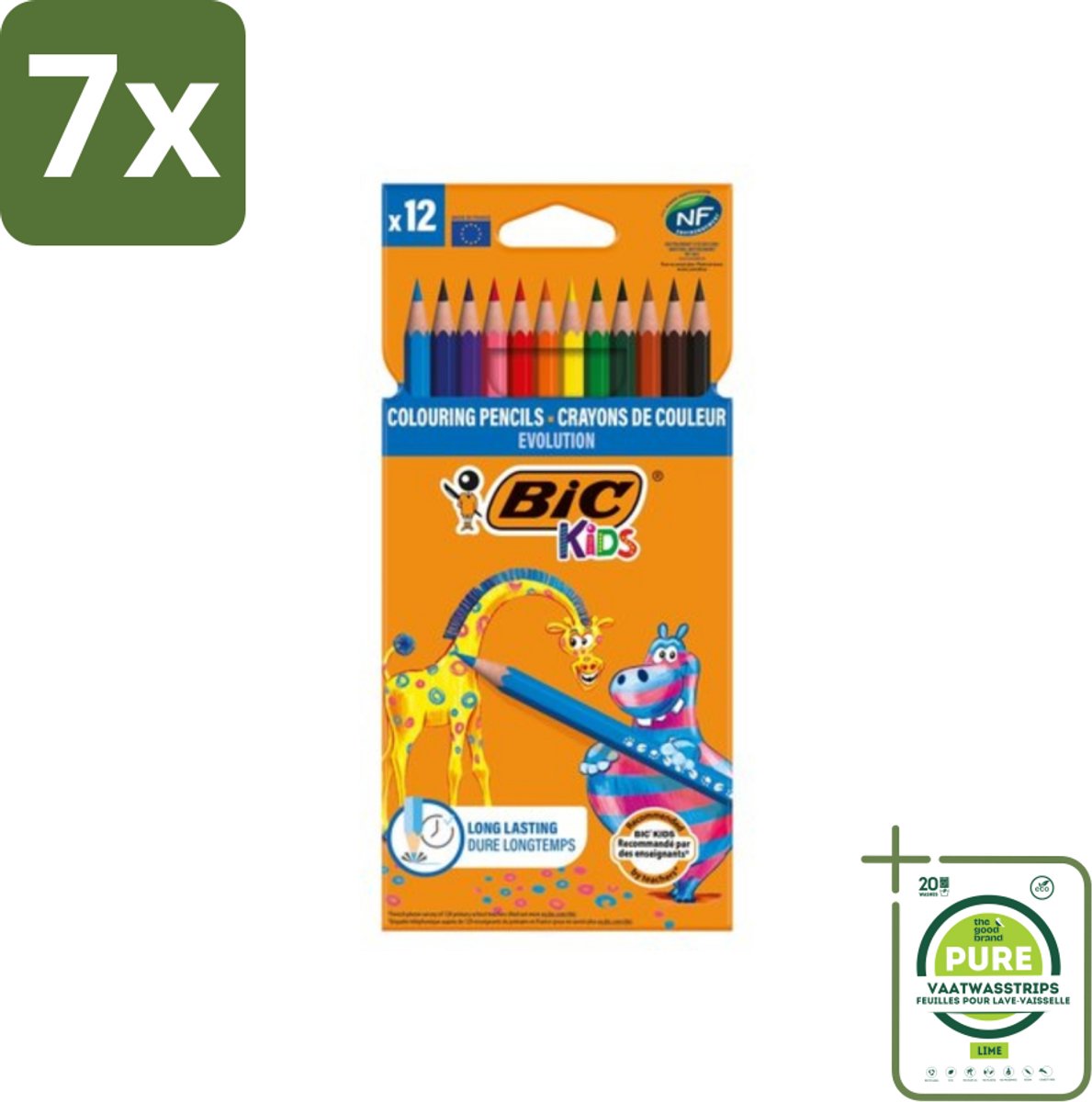 7 x Bic Kids - Kleurpotloden - Diverse Kleuren - Evolution - 12 Potloden - Grootverpakking - Kleurpotloden - Potloden Voor Kinderen - Kinderpotloden - Kleurpotloden Set - Creatieve Spelletjes