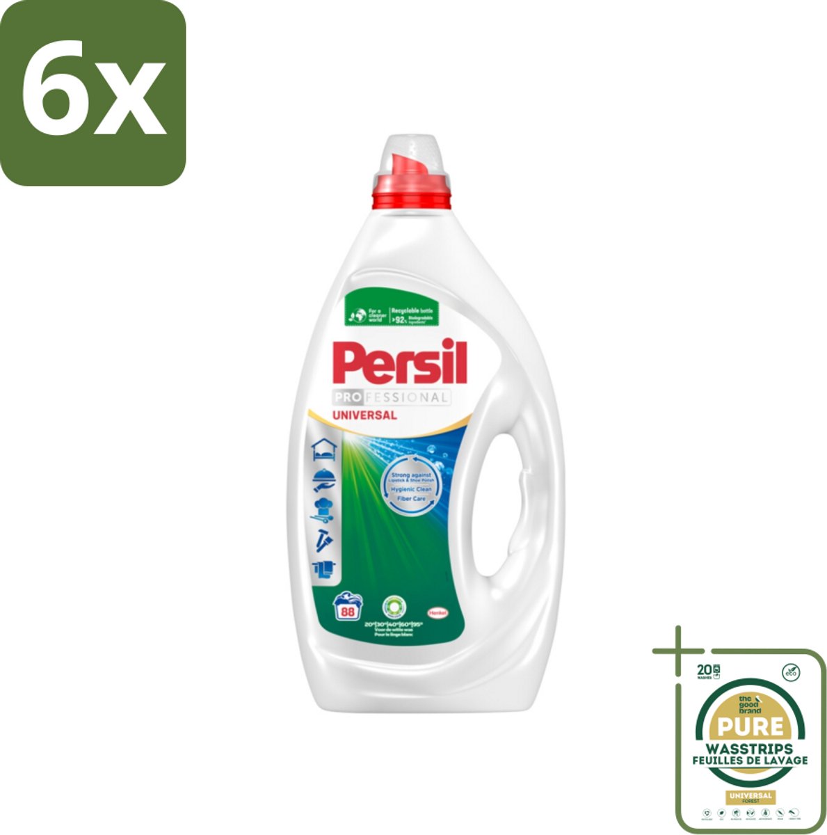 Persil Professional - Universal - Vloeibaar Wasmiddel - Witte en Gekleurde Was - 88 Wasbeurten - Voordeelverpakking - 6 stuks - Persil - Vlekken verwijderen