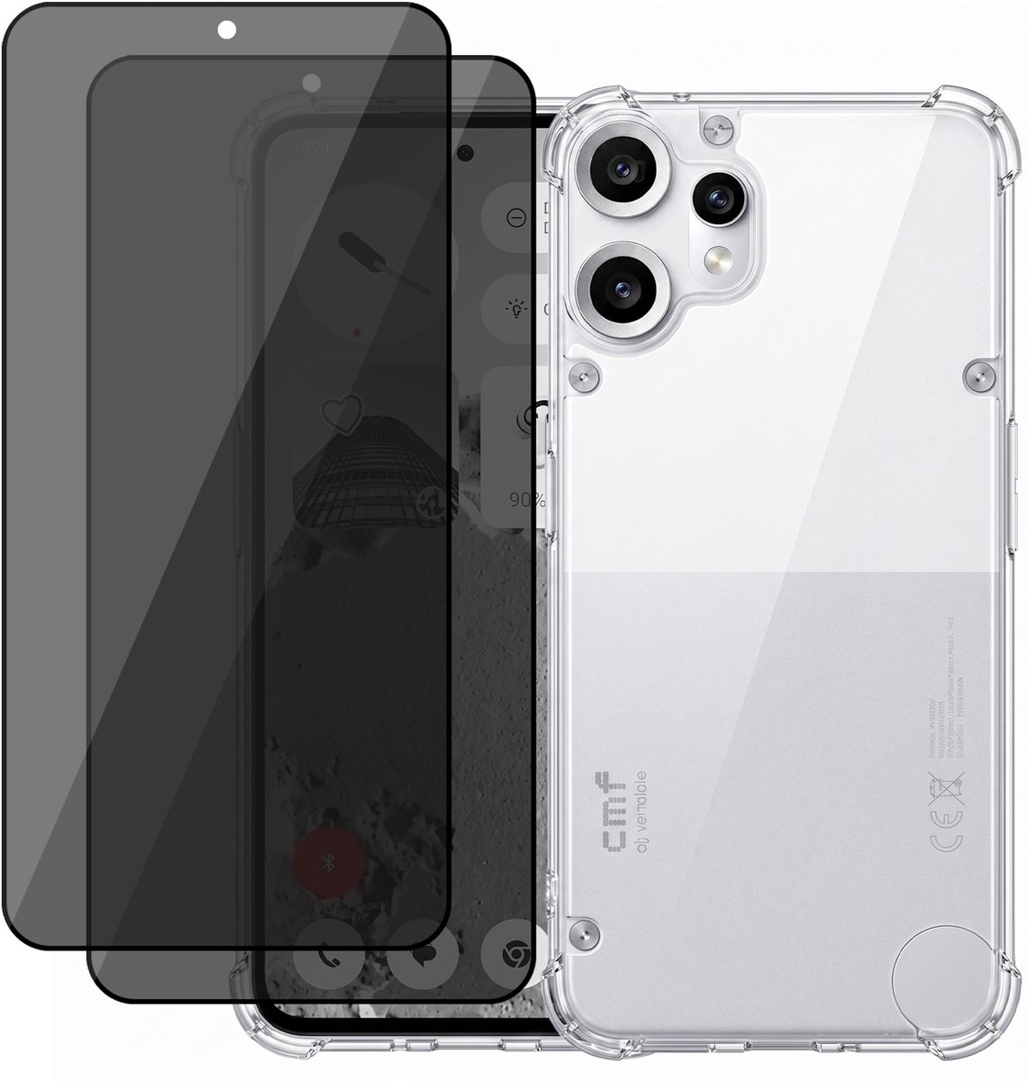Hoesje geschikt voor CMF Phone 2a Pro – CrystalClear Back Cover – Schokbestendig – 2 Stuks Privacy Screenprotector Full Cover