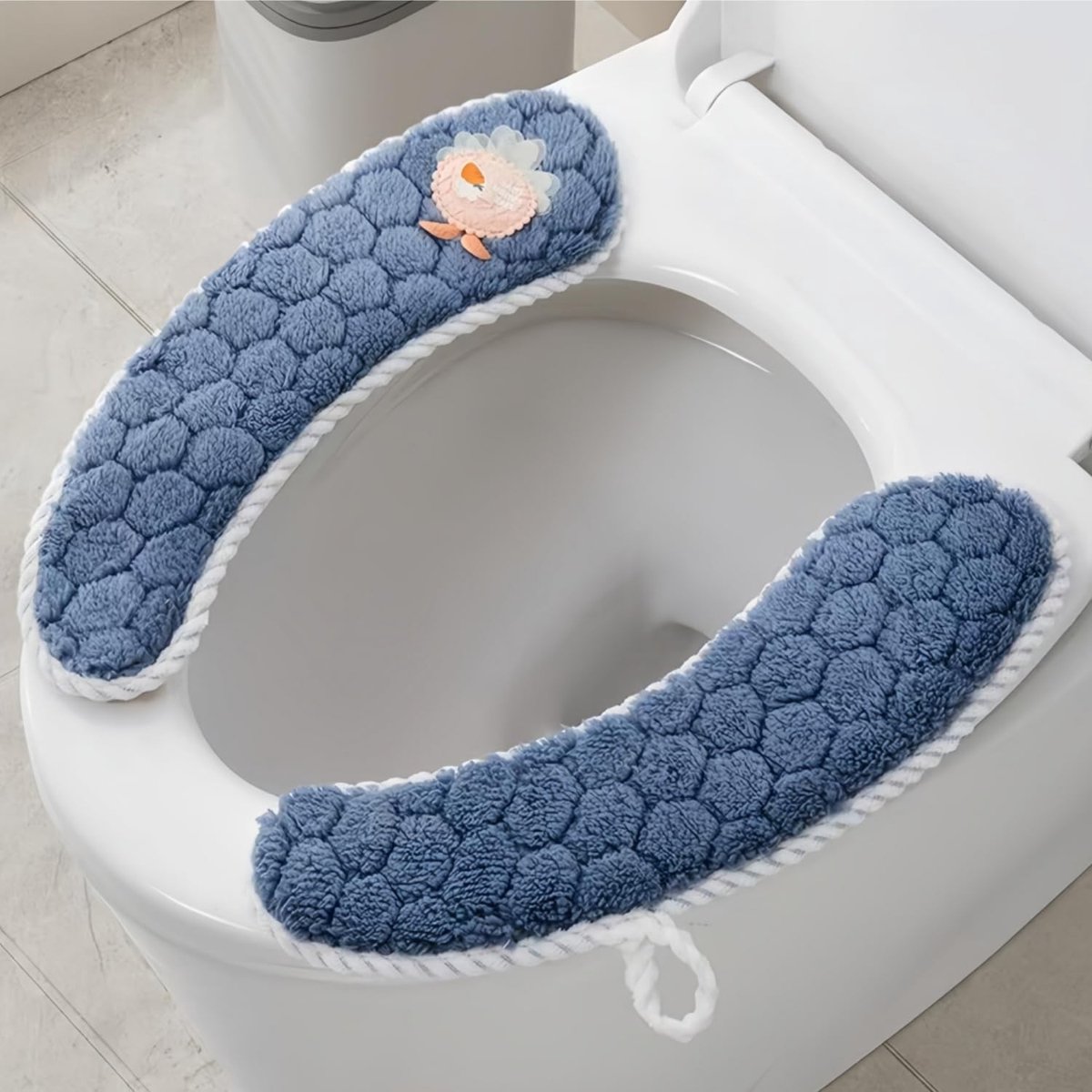 Pluche warme toiletbril hoes set van 2 - Dikke, niet-slip toiletzitting kussen, wasbaar en comfortabel voor de badkamer
