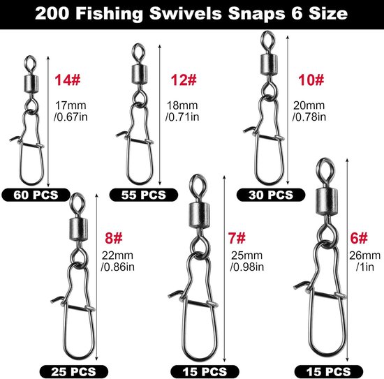 100 Stuks Rolling Vis Swivels - Zilver, Maat 6#-14#, Duurzaam en Betrouwbaar voor Visserij — afbeelding 2