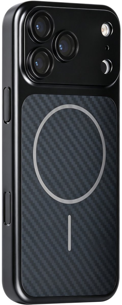 TUNIQ Backcover hoesje voor Apple iPhone 17 Pro Max - MagSafe With fiber pattern PC - Zwart