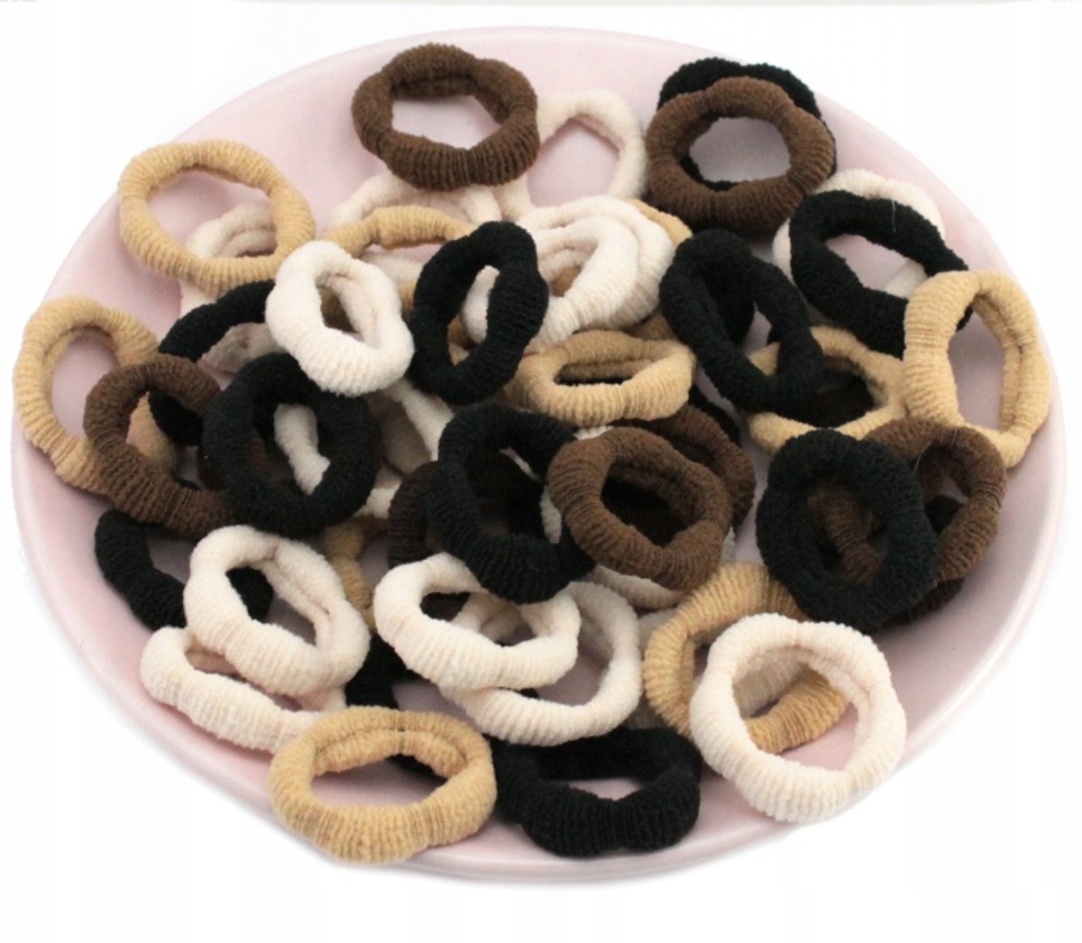 Haarelastiekjes 50 stuks - Golvend, 3 cm, Mix Bruin & Beige