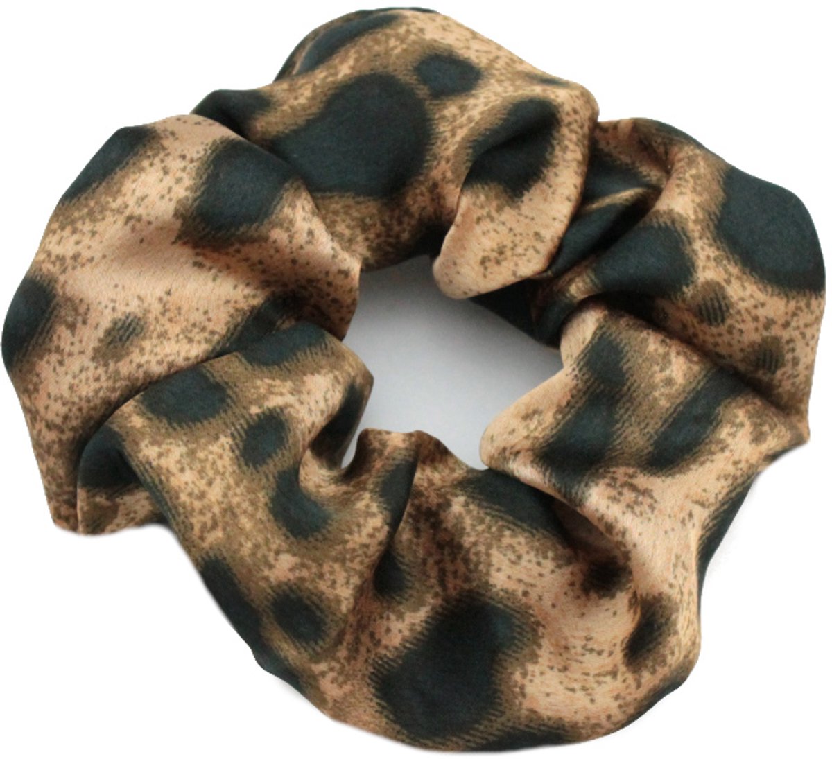 Zijde Scrunchie Haarband Panterprint Bruin - 11cm