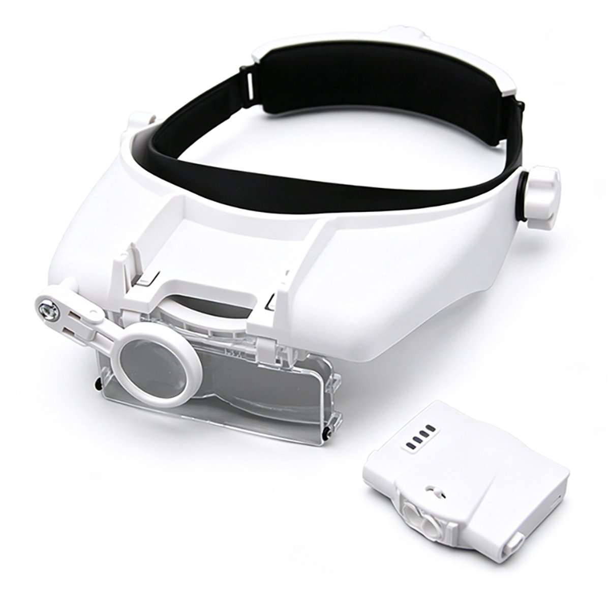 LED-hoofdloep – High-Definition loep – Inclusief 5 acryl lenzen en 1 kleine ronde lens – 5 vergrotingsniveaus – USB oplaadbaar – 650 mAh capaciteit