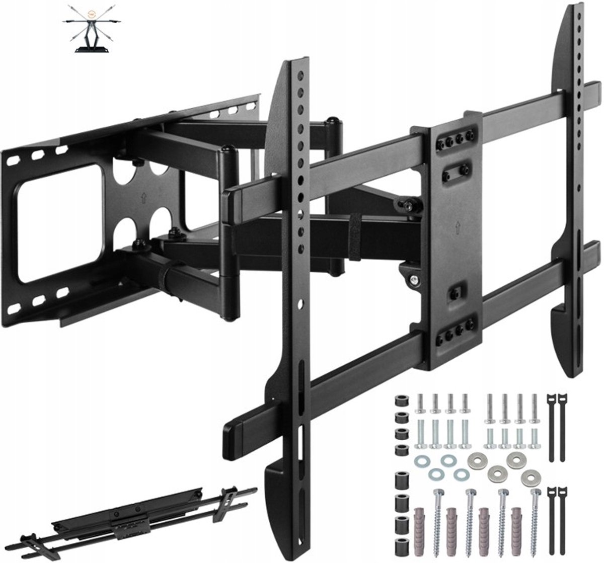 Draaibare TV-muurbeugel voor 75 inch schermen, 60 kg belastbaar