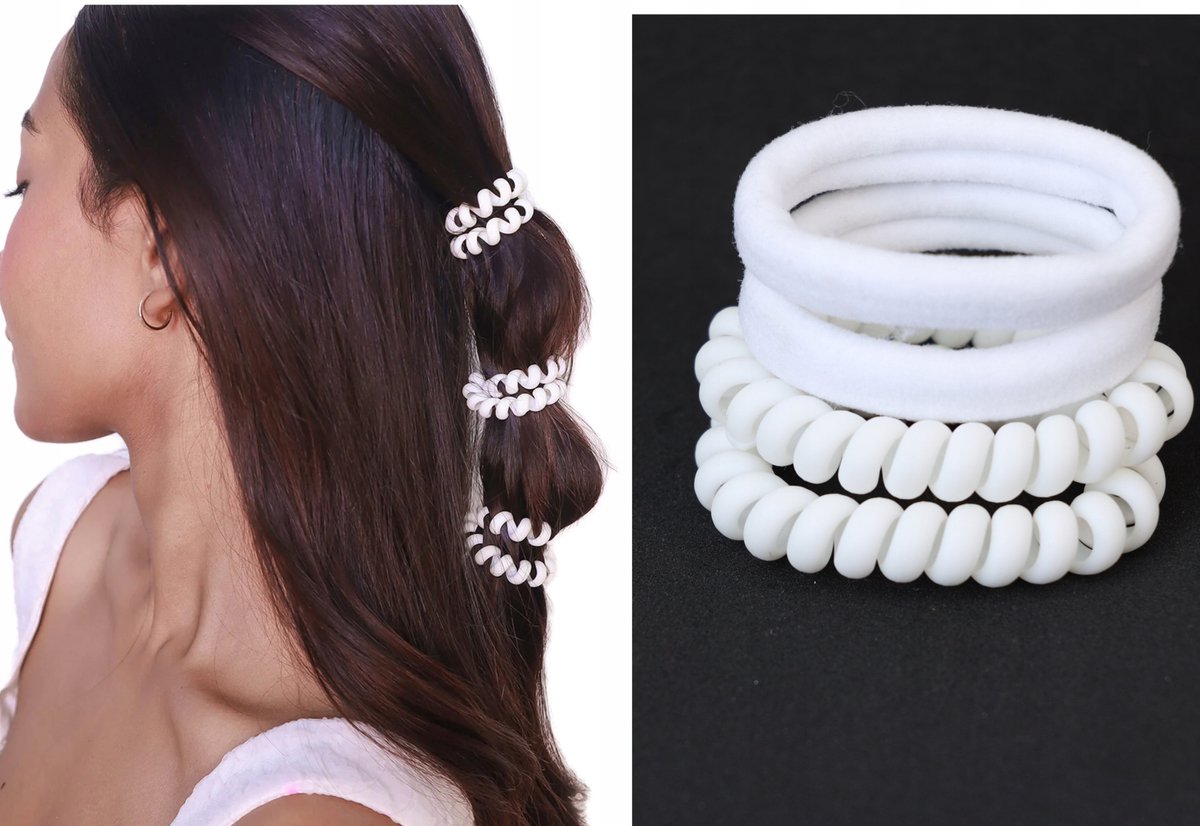 Set van 4 Witte Haarbanden - Elastische Haarelastiekjes