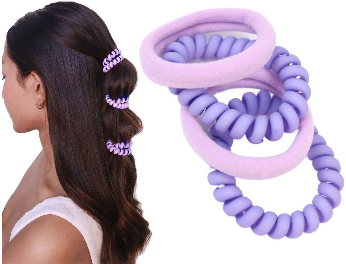 Set van 4 Haarbanden - Lavender Spiraal Gummetjes