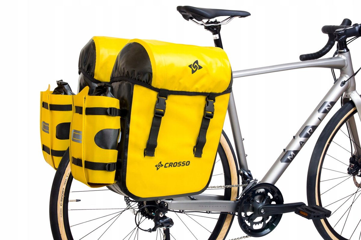 Crosso Dry X66 Fietstassen Geel - 66L, waterdicht, railsysteem