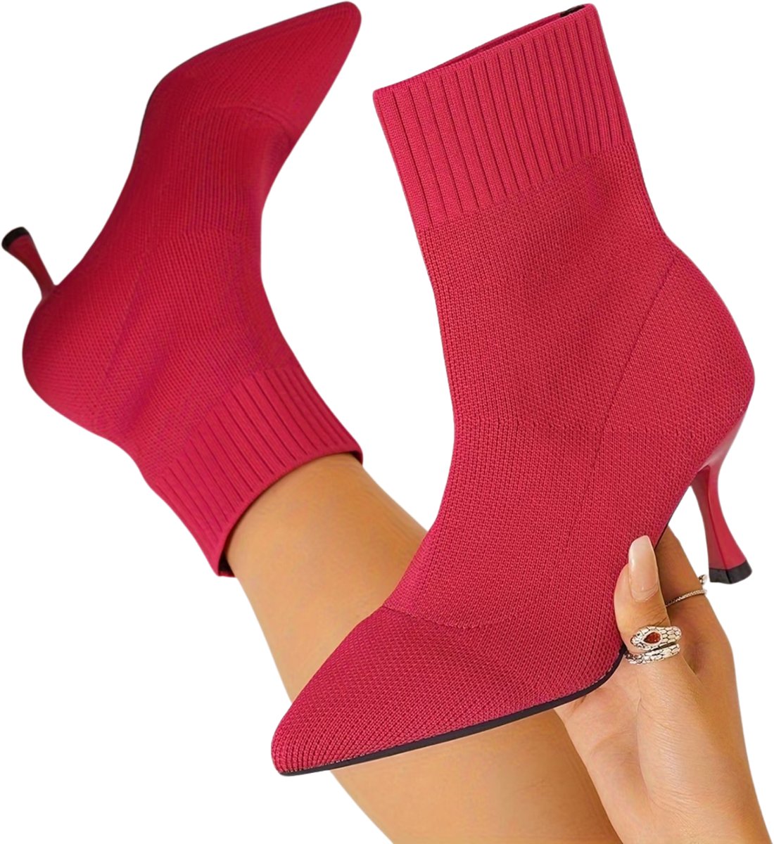 Currero Dames Cowboy Laarzen Hoge Hak Enkellaarzen Kniehoge Western Boots Chelsea 37 5 Rood
