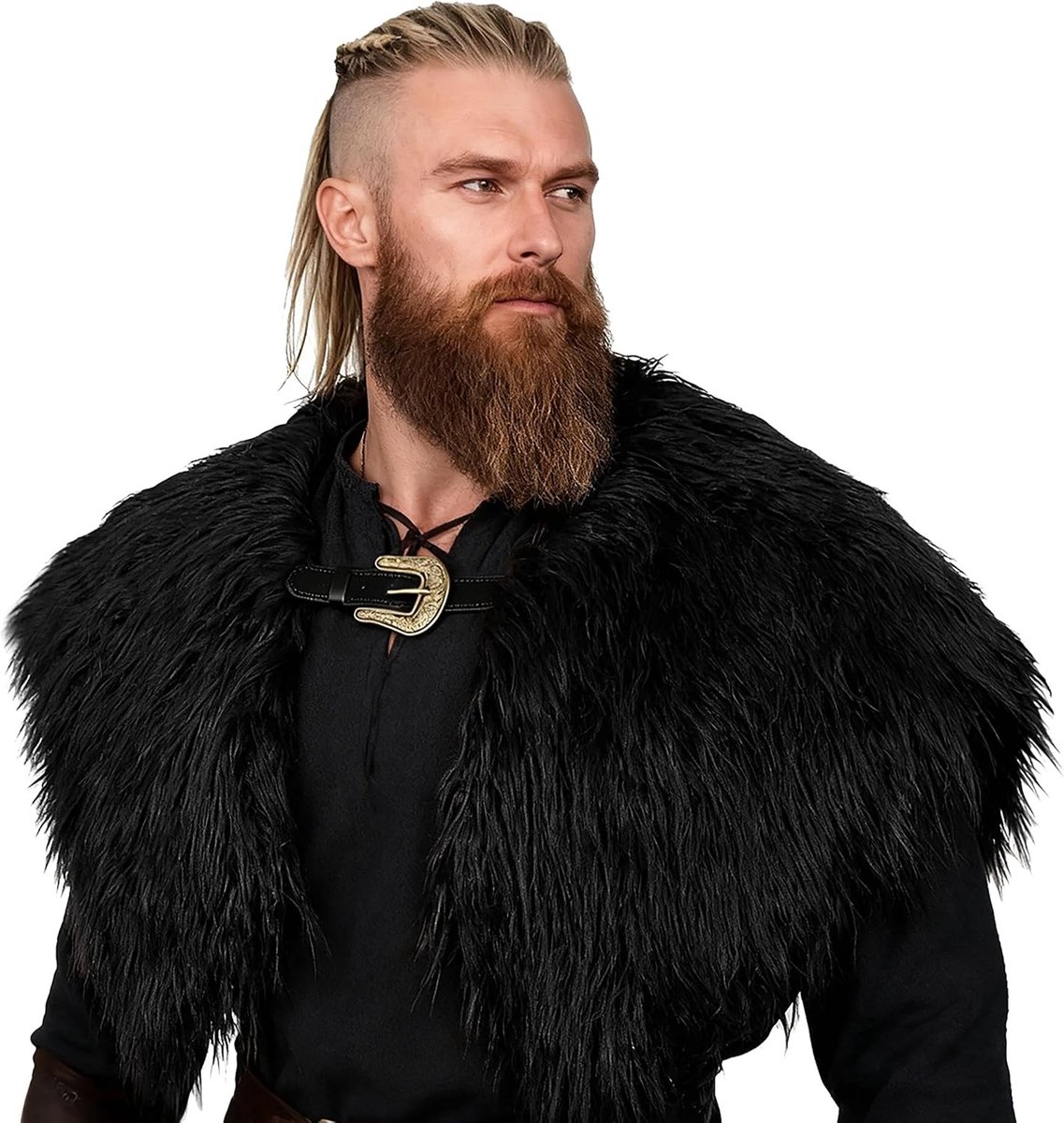 Heren Viking kostuumaccessoire met nepbont kraag en sjaal voor feestelijke gelegenheden