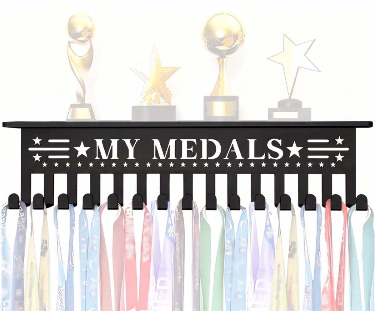 Purepeak Medaillehanger met Display - Medaille Rek - 15 Haken - Medaille Houder