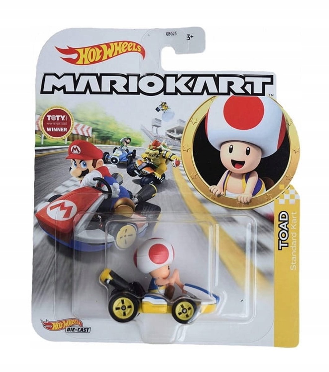 Hot Wheels Racebaanauto Mario Kart Toad Junior 1:64 Die-cast