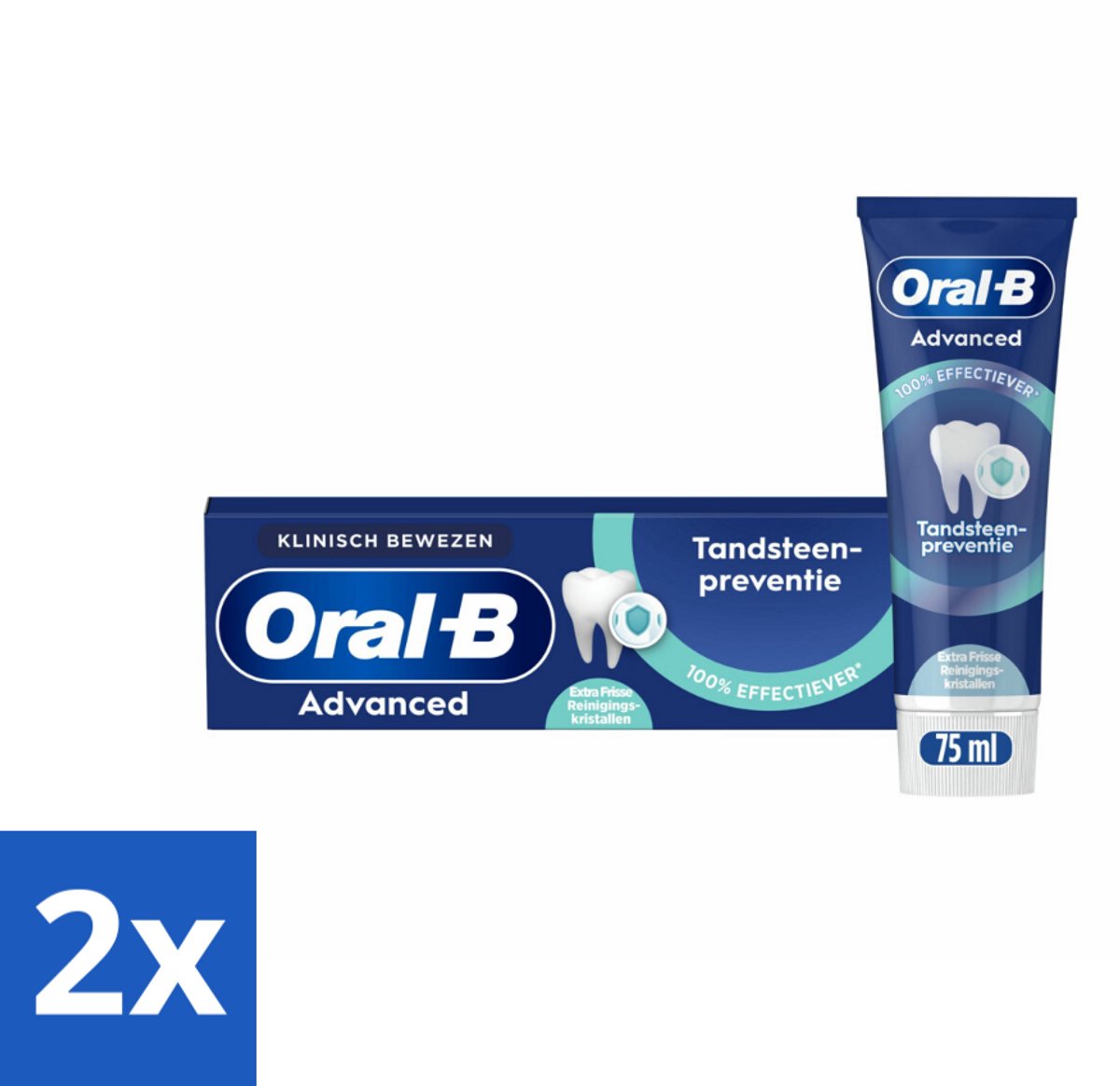 2 x Oral-B - Professional – Tandpasta – Tandsteencontrole – Reinigingskristallen – 75 ml - Tandpasta - Tandsteen - Reinigingskristallen - Fluoridetandpasta - Tandplak