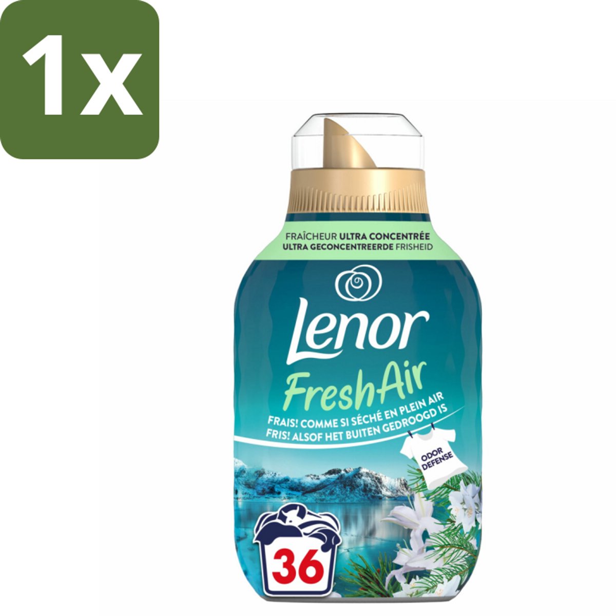 1 x Lenor – Wasverzachter – Fresh Air Noorderlicht - 36 Wasbeurten – 504 ml - Wasverzachter - Frisheid - Buitenluchtgeur - SolarDry - Wasverzachter Bakje