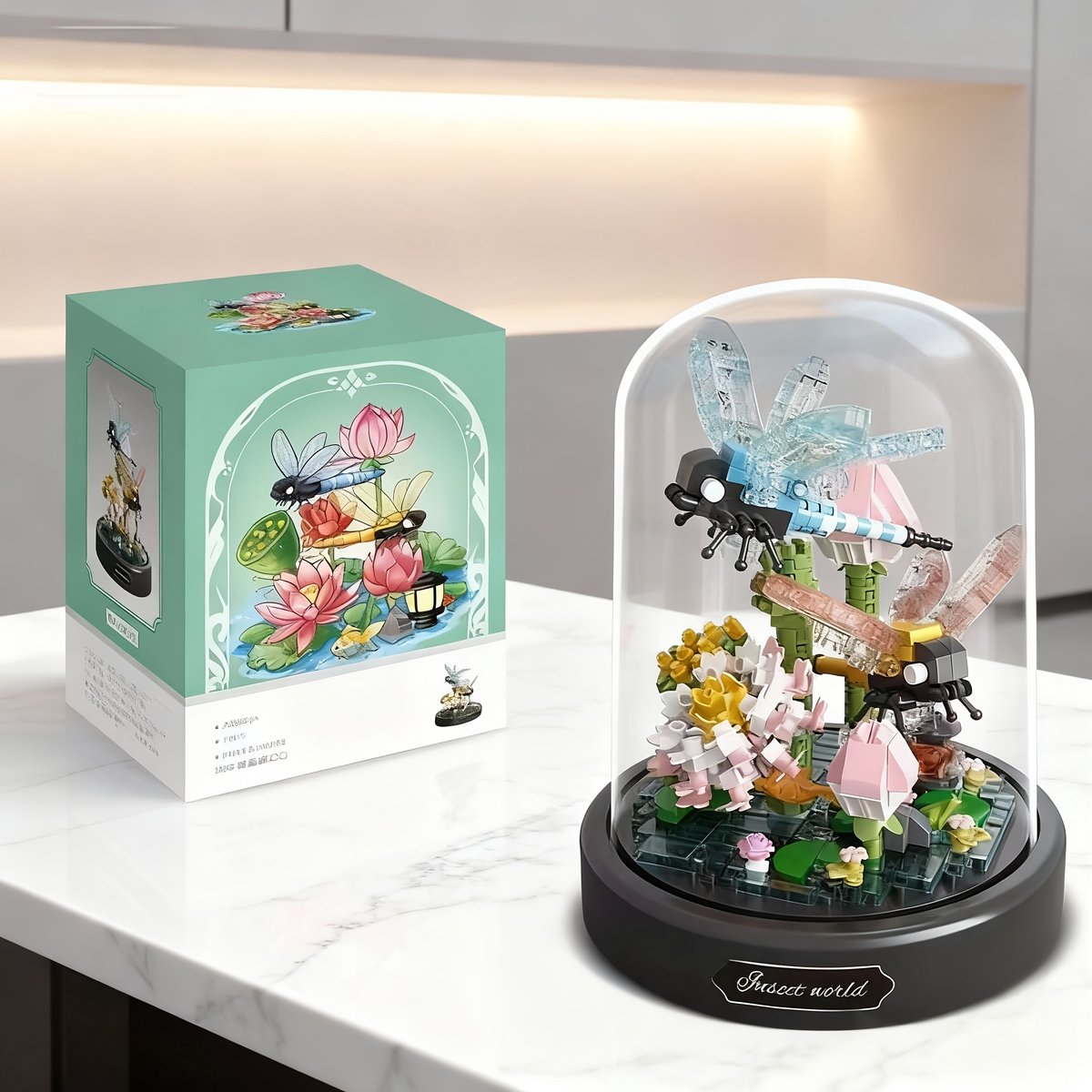 VONKELIOS®Insecten Bloemen Bouwset, Mini Dieren Bouwblokken voor Volwassenen, Insectencollectie Cadeau voor Kinderen, Insecten Feestcadeautjes, Valentijn, Nieuwjaar en Verjaardagscadeau voor Jongens en Meisjes (Libellen)