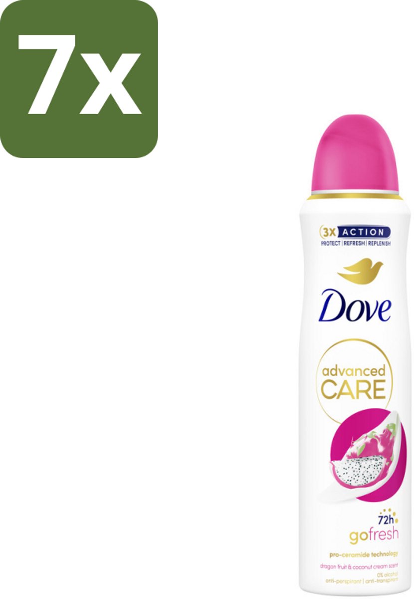 7 x Dove – Deodorant Spray – Dragon Fruit & Coconut Cream – 150 ml - Anti-transpirant Spray - Zweetvermindering - Okselverzorging - Frisse Geur - 72 Uur Bescherming