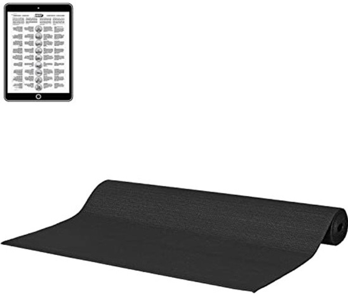 Compacte Pilatesmat 173 x 61 x 0,3 cm - Ideaal voor Onderweg, Antislip Sportmat met Oefeningen