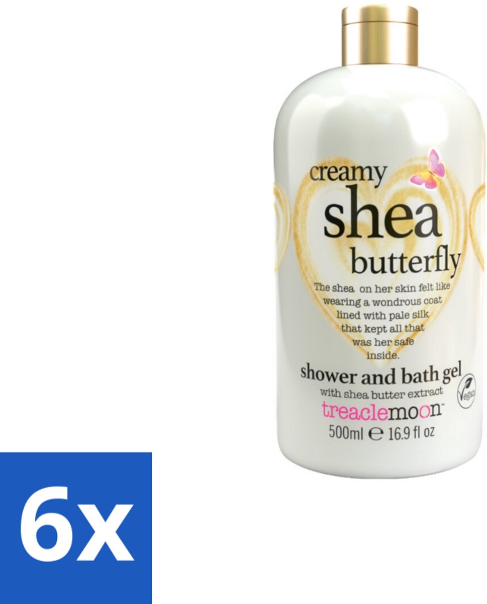 6 x Treaclemoon – Bad- & Douchegel – Creamy Shea Butterfly – 500 ml - Bad En Douchegel - Shea Bad En Douchegel - Bloemige Geur - Ontspannende Baden - Verzorgende Douchegel