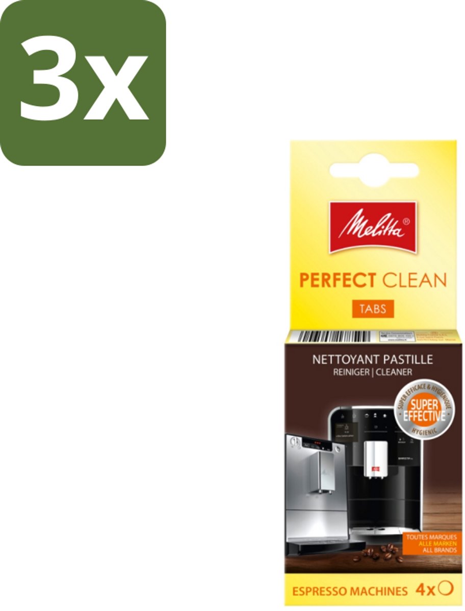 3 x Melitta - Perfect Clean – Reinigingstabletten – Voor volautomatische espressomachines – 4 tabletten - Koffiezetapparaat