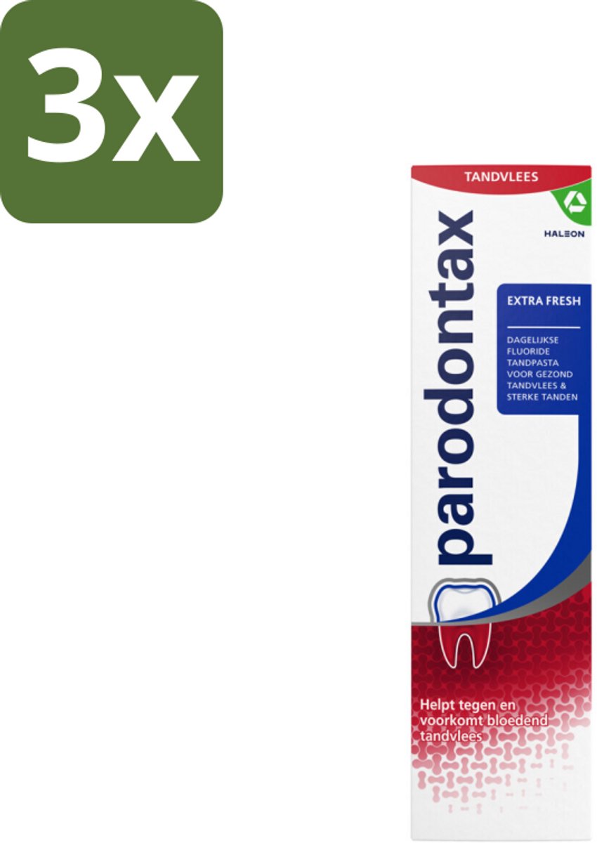 3 x Parodontax – Tandpasta – Extra Fresh – 75 ml - Bloedend Tandvlees - Tandpasta - Gezond Tandvlees - Fluoride - Gaatjes Voorkomen