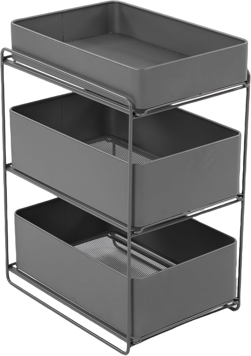 3-laags Onder de Gootsteenorganizer, Uittrekbaar Opbergrek voor Keuken en Badkamer, Ideaal voor Toiletartikelen en Cosmetica