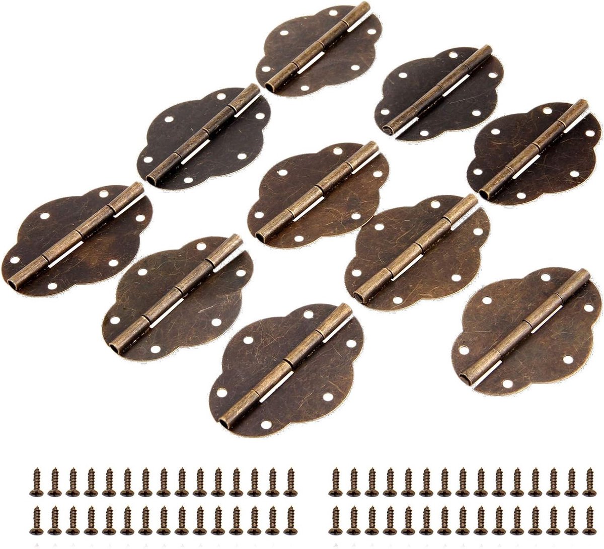 Antieke Messing Vlinder Scharnieren voor Deuren en Laden - 10 Stuks voor Kast en Houten Dozen