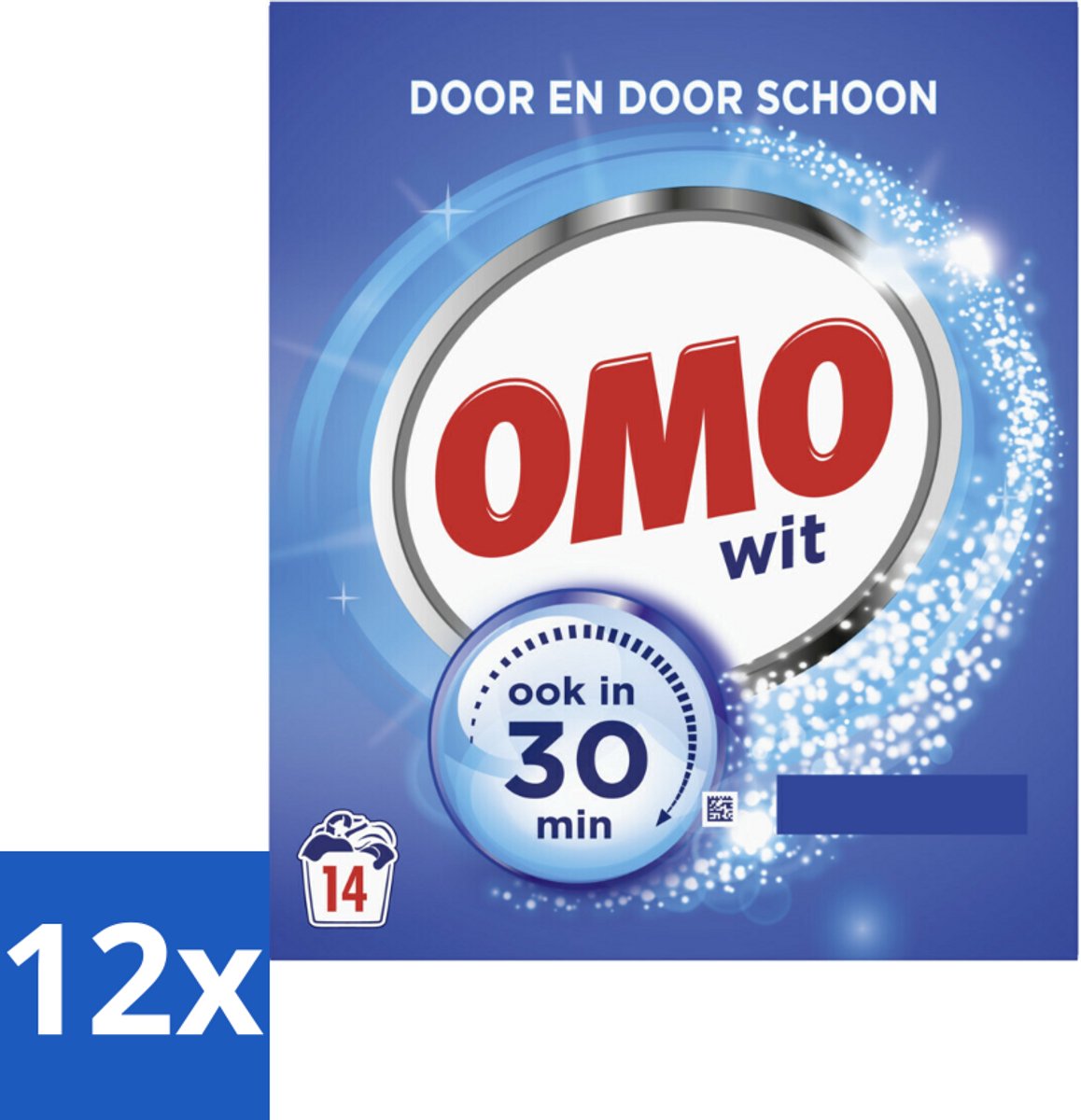 12 x OMO – Waspoeder – Wit – 14 Wasbeurten - Wit Waspoeder - Schone Was - Vlekverwijdering - Waskracht - 30 Minuten Was