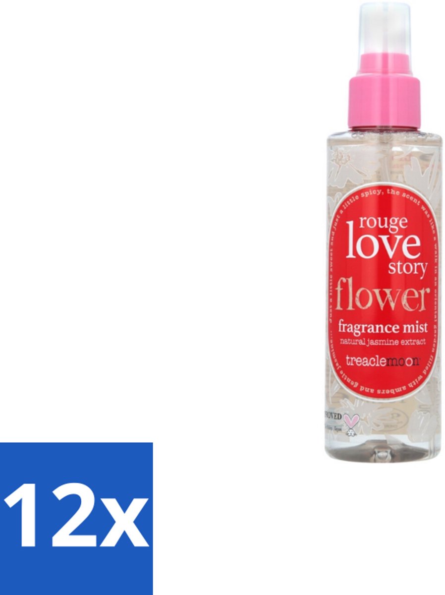 12 x Treaclemoon – Body Mist – Rouge Love Story – 150 ml - Lichaamsspray - Geur - Bloemige Geur - Fruitige Geur - Sensueel