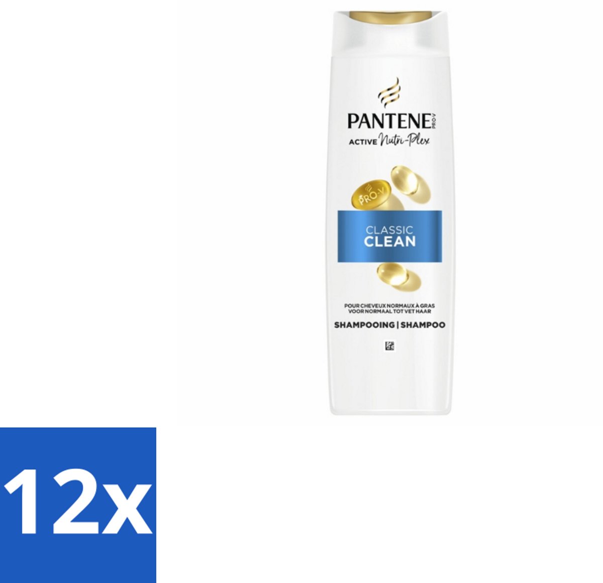 12 x Pantene – Shampoo – Classic Clean – 400 ml - Haarversterking - Schade Door Stylen - Fris Haar - Gezond Haar - Glanzend Haar