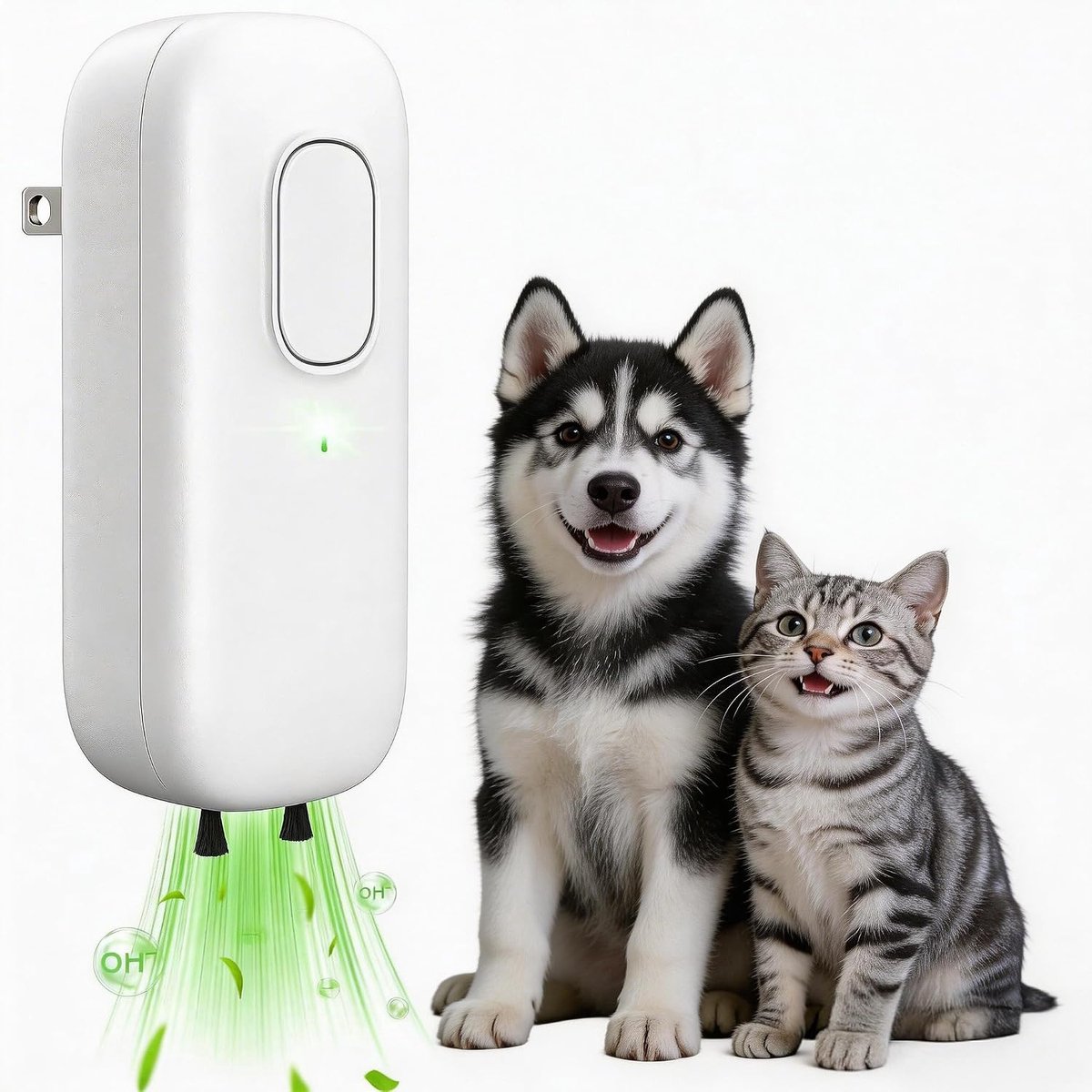 KZQ Stille draagbare luchtreiniger met negatieve ionen - Geurverwijderaar voor kattenbak slaapkamer kantoor en kast - Filterloos en energiezuinig - Wit