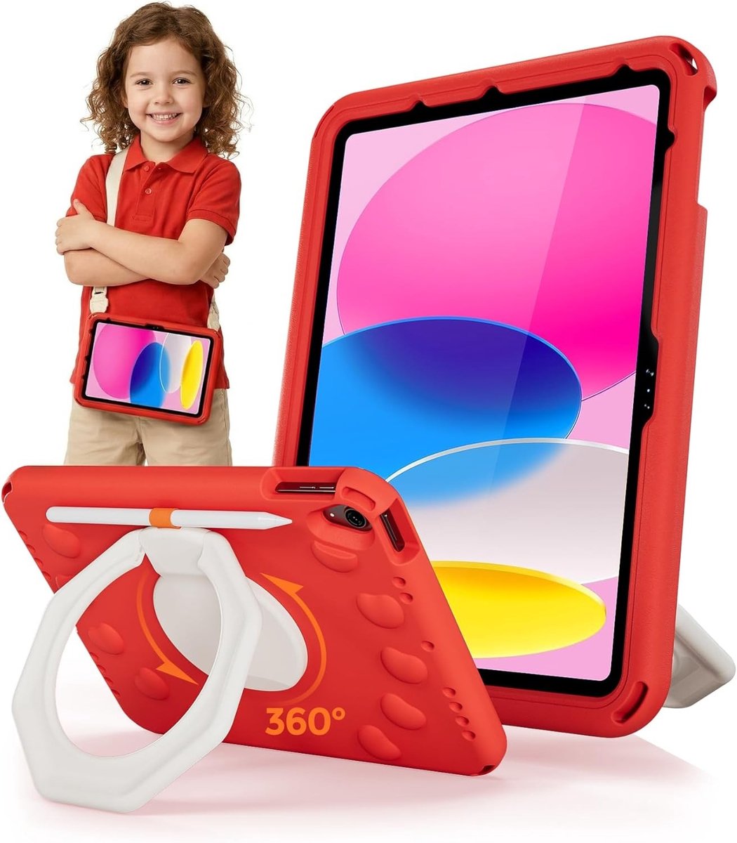 Kindvriendelijke iPad Hoes voor 11/10 inch en Air 11 inch - Bescherming, Schokbestendig en Lichtgewicht in Rood en Wit